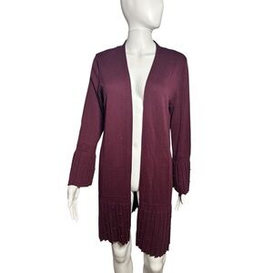 Chico's Purple Open-Front Cardigan Knit Beaded M